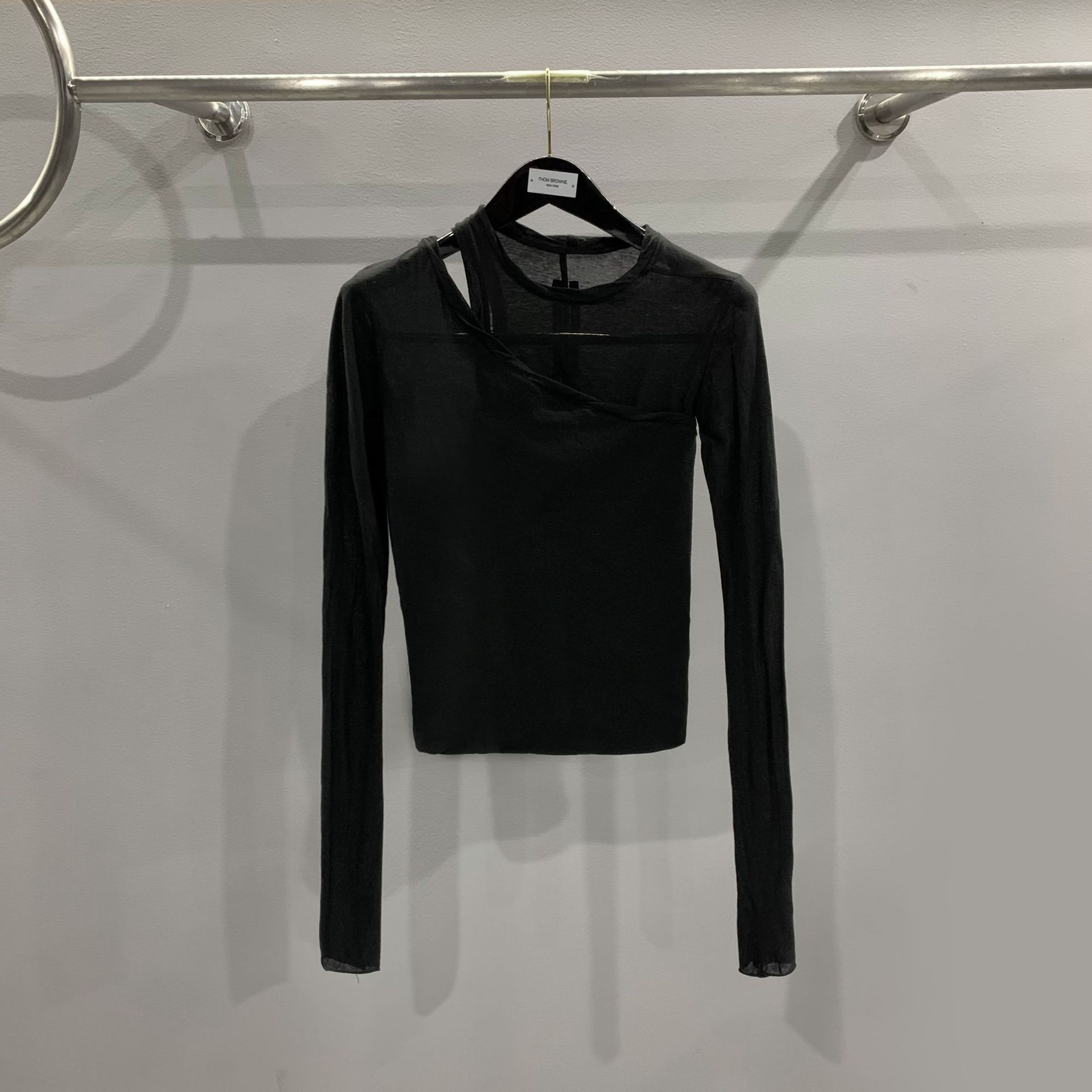 SUBHUMAN Yi Mengling de mujer de doble capa que basa la tela delgada cómoda de punto camisa de manga larga de la camiseta