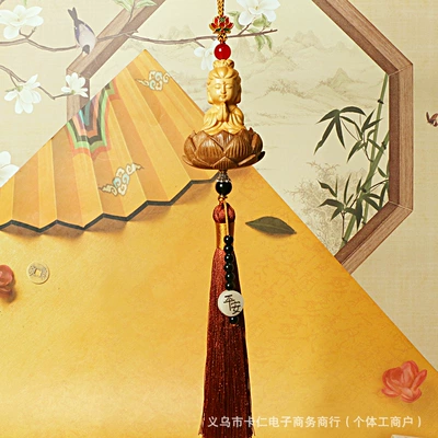 Car hanging 18-Seed Car Pendant, Multi-Treasure Buddha - long-tassel-guanyin-coffee-brown