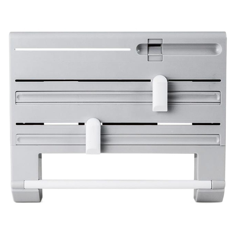 Seis en uno cortador de envoltura de plástico rollo de papel bolsa de basura cinta de papel de estaño estante de almacenamiento de cocina