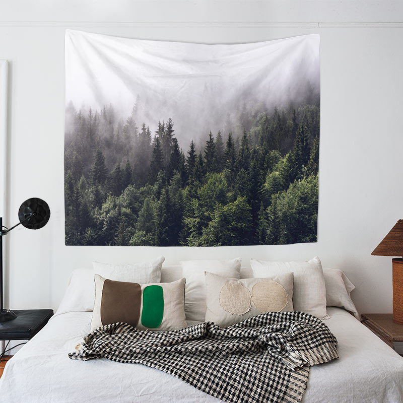 Misty Forest Nordic Plant Forest Hanging Cloth Living Room Layout Decorative Cloth Bedroom Bedside Background Wall Tapestry