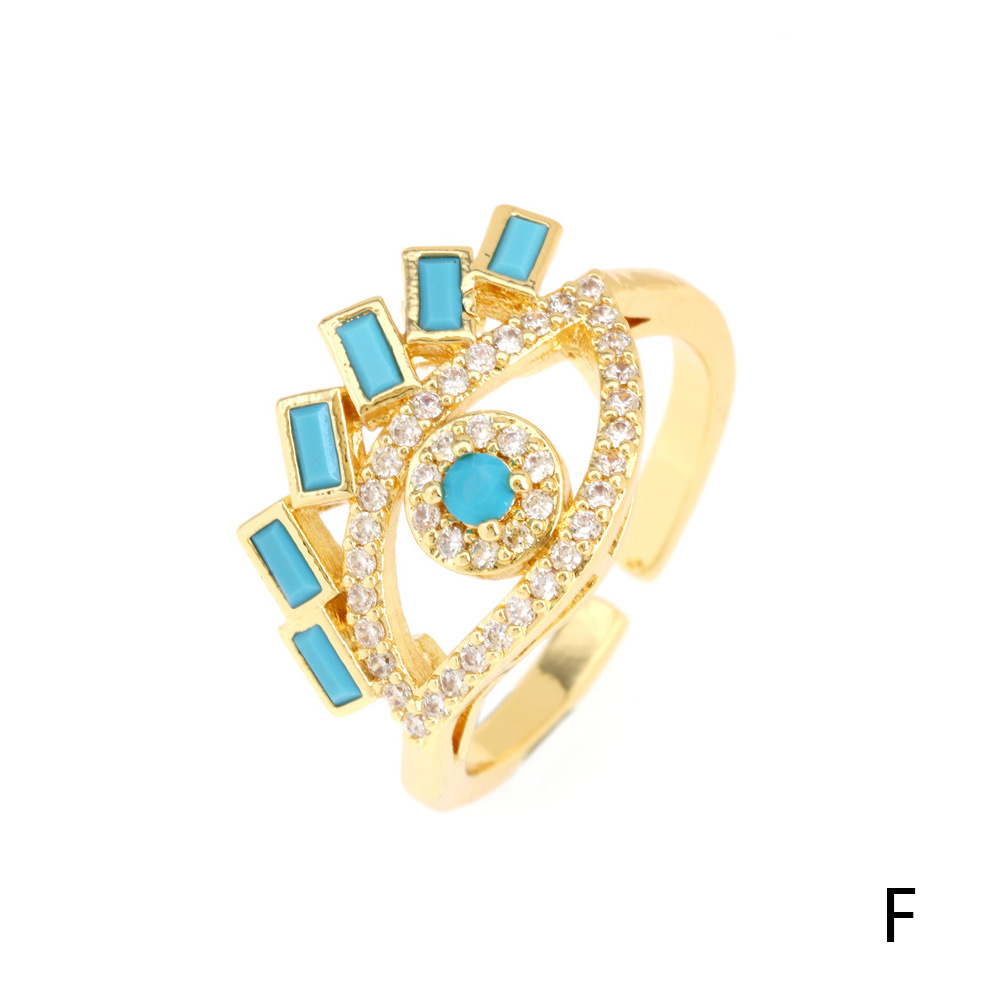 Fashion Eye Copper Inlay Zircon Open Ring 1 Piece