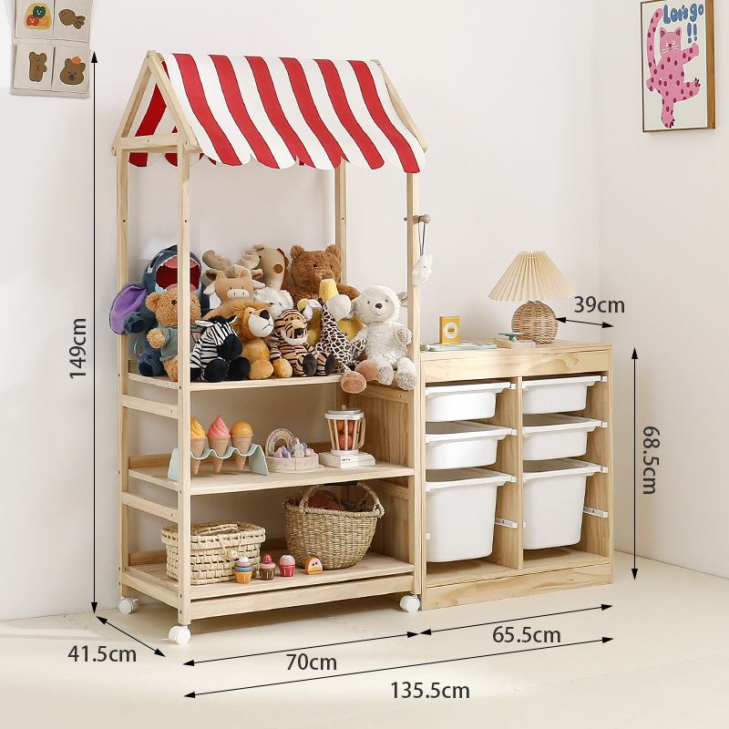 赤ちゃんのおもちゃの人形の棚の自動車の展示棚のままごとの小さい販売店のカートの実木の子供の収納棚|undefined