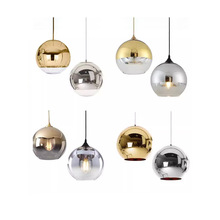 北欧玻璃圆球吊灯灯罩餐厅吧台单头艺术设计师轻奢金色银色小吊灯