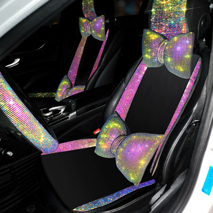 Car Cushion Small Three-piece Single Ice Silk Breathable Summer Cool Mat with Diamond Original Women's Four Seasons Universal Cushion