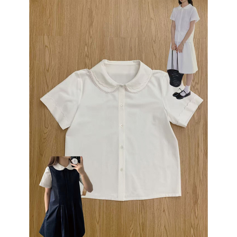 WENYUE Summer Refreshing Quality Modal Cotton Embroidered Doll Collar Shirt Moisture Absorption Breathable All-Match Small Shirt