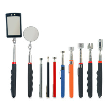 跨境1.5磅磁性捡拾器带灯方镜汽修工具强磁可伸缩延长圆镜电筒头