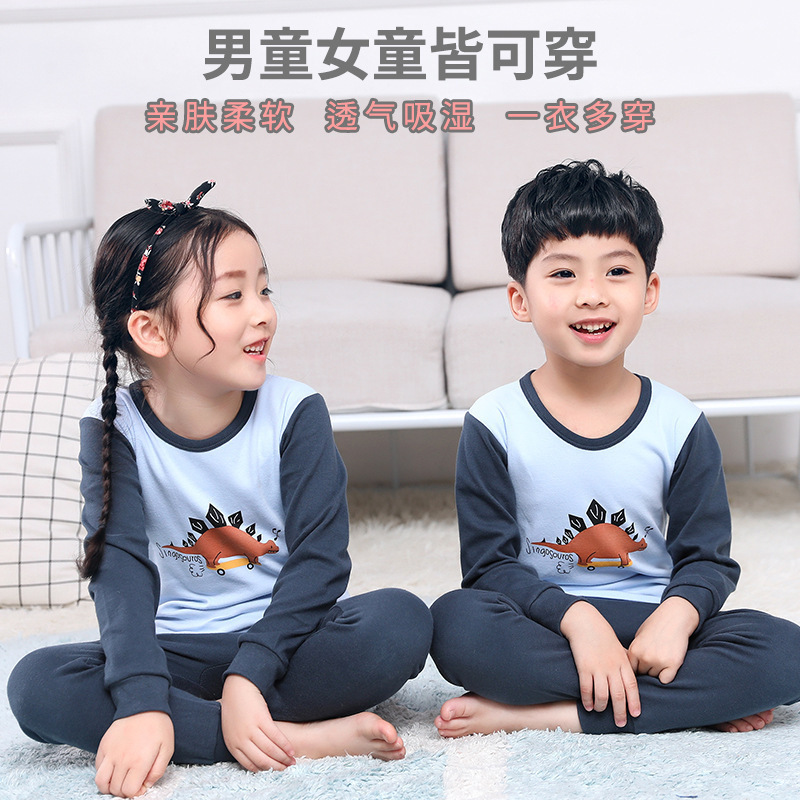 Ropa de otoño para niños nuevos pantalones largos traje de algodón puro niños medianos y grandes niños niñas bebé moda ropa para niños ropa interior a juego 4