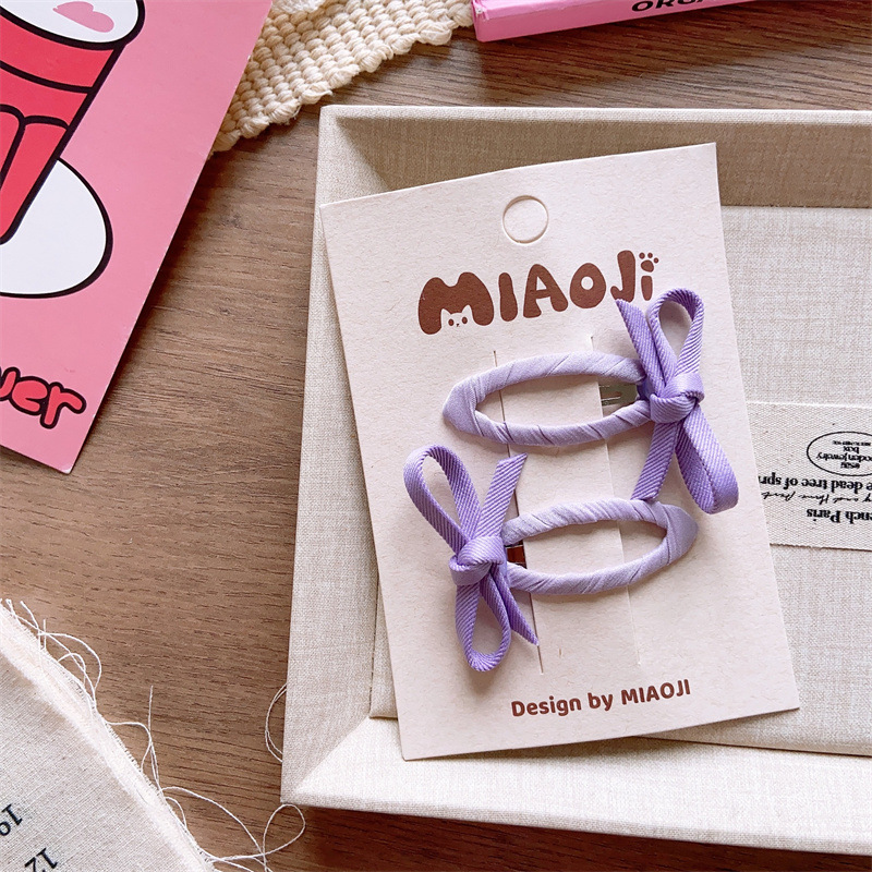 儿童春季小清新纯色基础BB夹女童手工手打蝴蝶结发夹亲子款侧边夹详情7