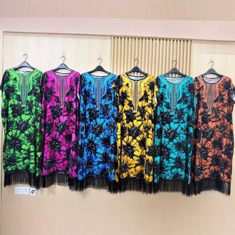 Ah7238 # New Rayon Double-Sided Positioning Print Rhinestone Tassel Headscarf Off-The-Shoulder Comfortable Women's Robe Ah7238 # New Rayon Double-Sided Positioning Print Rhinestone Tassel Headscarf Off-The-Shoulder Comfortable Women's Robe