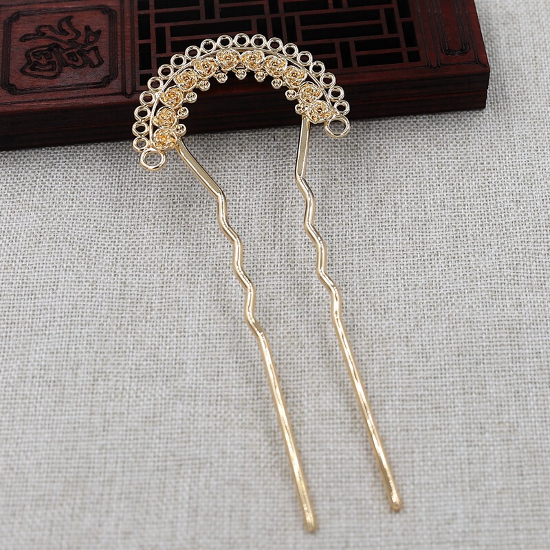 DIY Jewelry, Hair Accessories, Hairpin Materials Wholesale, Copper Fan-Shaped Flower Piece Large Hairpin A008