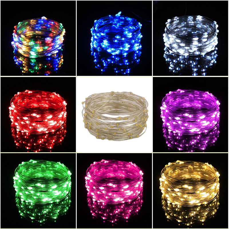 Guirnalda de luces solares con cable de cobre, luces LED impermeables para jardín al aire libre, luces decorativas con control remoto de 8 funciones, luces de ambiente navideño