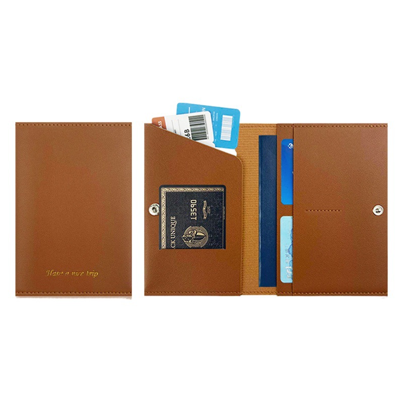Cubierta protectora de pasaporte de cuero engrosado de cuero transfronterizo multi-funcional pu pasaporte cubierta con hebilla dorada multicolor pasaporte bolsa