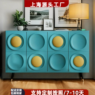 Cream Style Baking Paint Sideboard Solid Wood Entrance Decorative Cabinet Multifunctional Living Room Tea Cabinet Storage Storage Cabinet Free Shipping