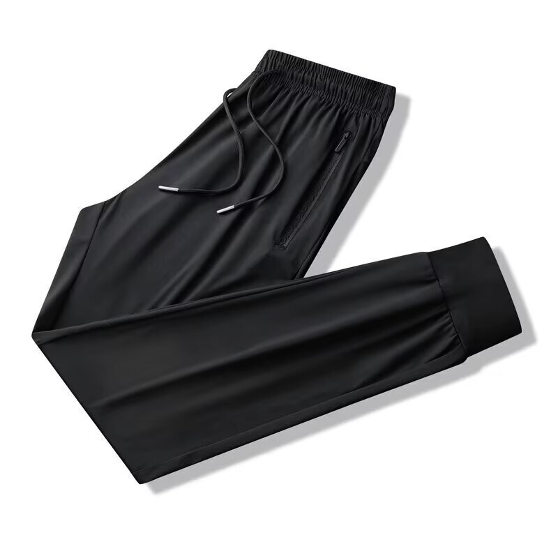 Ice Silk Pants Men's Thin Quick-drying Sports Pants Trendy I Loose Slimming Straight Tube Running Fitness Collection Express Casual Pants
