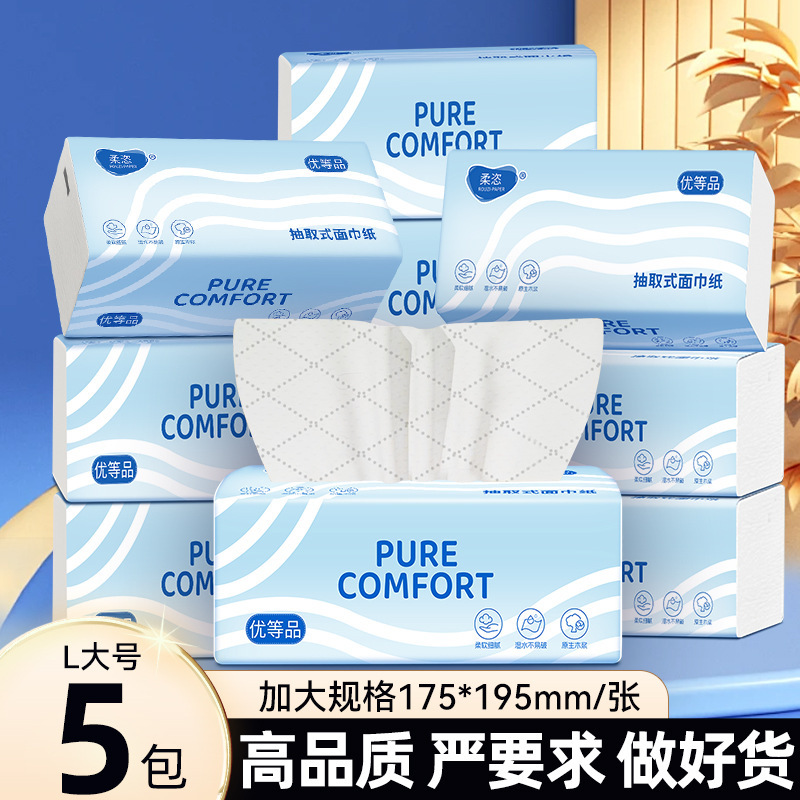 High-Quality Tissue Paper, Soft and Large Size, Extra-Large Size for Household Use, Full Box of Napkins, Durable Tissue Paper Made from Virgin Wood Pulp