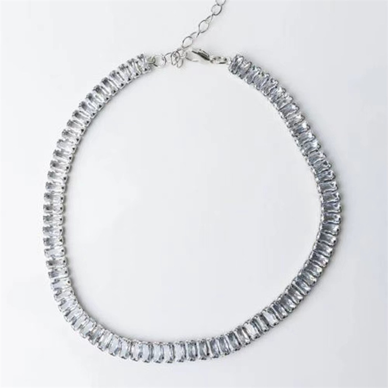 Punk Hip Hop Row Shaped Diamond Crystal Necklace Wholesale display picture 4