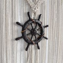 地中海风格复古做旧木质船舵家居壁挂装饰品客厅沙发背景墙免打孔