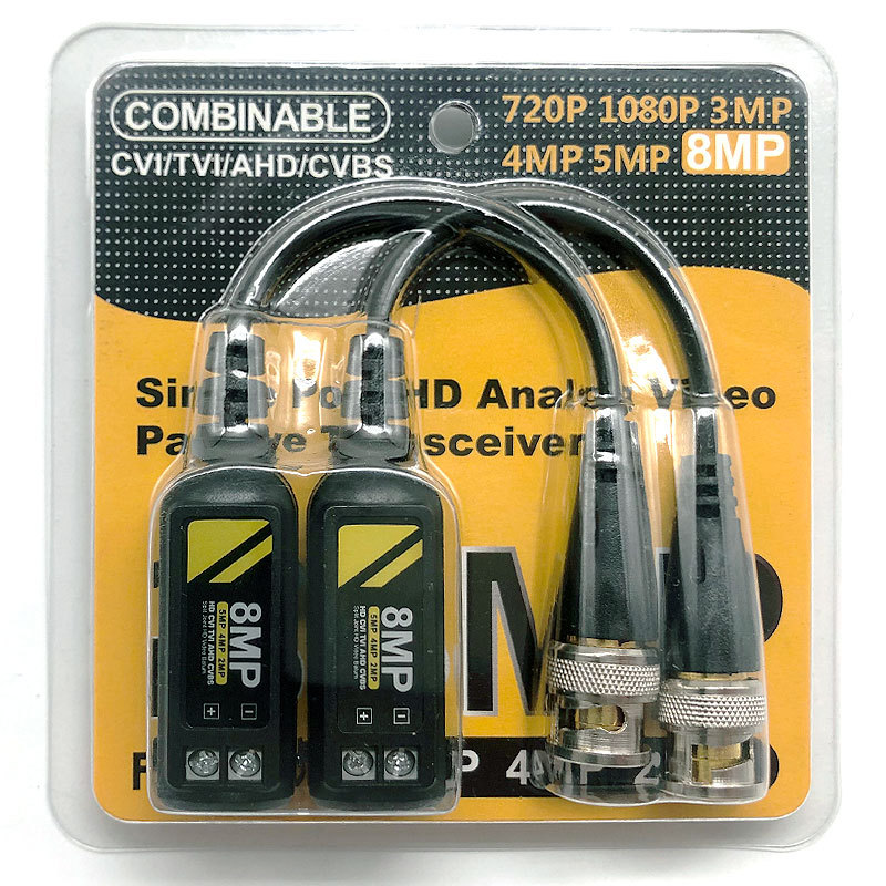 跨境无源双绞线传输器AHDCVITVI同轴模拟BNC转网线8MPVideoBalun