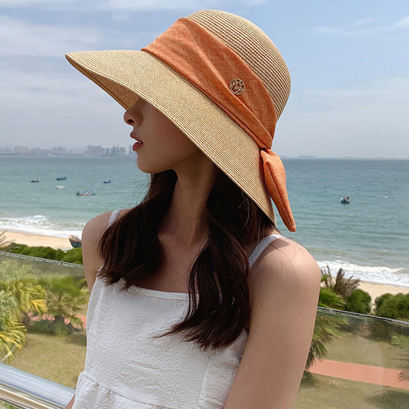 767g Weight Straw Hat Hats Type Holiday, Daily, Beach Occasion Papyrus Material Letter Pattern Summer Season Women's Gender Elegant, Vacation, Simple Style Style Big Eaves Rim Women's Elegant Vacation Simple Style Letter Big Eaves Straw Hat 3