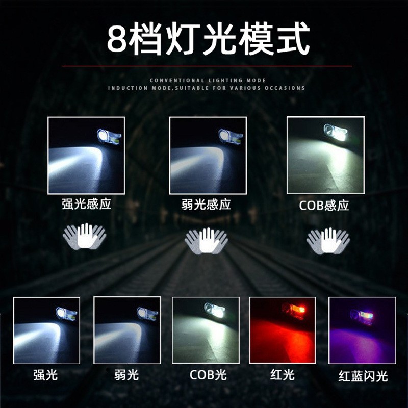 Transfronteriza nuevo faro de inducción recargable noche pesca lámpara faro al aire libre pesca iluminación corriendo faro multi-fuente de luz