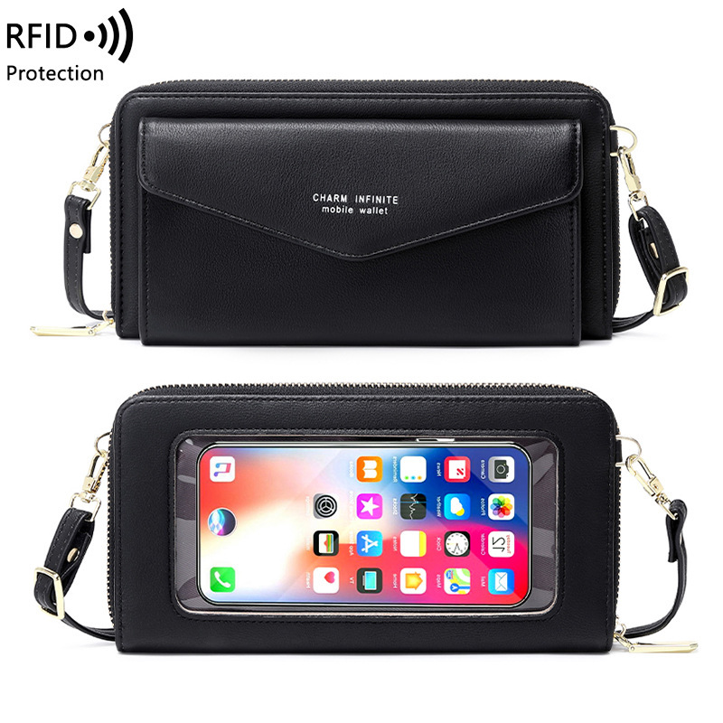 New touch screen RFID anti-theft brush multi-functional large capacity autumn and winter solid color all-match fashion crossbody shoulder bag New touch screen RFID anti-theft brush multi-functional large capacity autumn and winter solid color all-match fashion crossbody shoulder bag