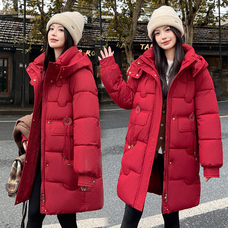 Algodón de pluma para mujeres 2025, nueva moda de algodón para mujeres de invierno coreana suelta chaqueta de algodón con capuz, abrigo grueso