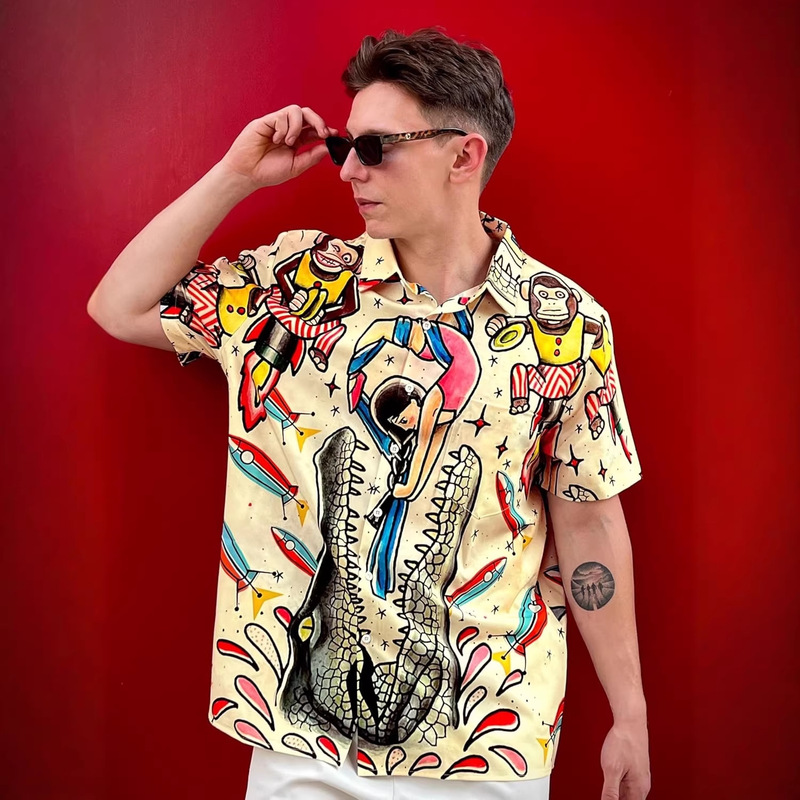Amazon's Best-Selling Men's Hawaiian Shirt, Artistic and Fun Animal Print, Short-Sleeved Vacation Shirt