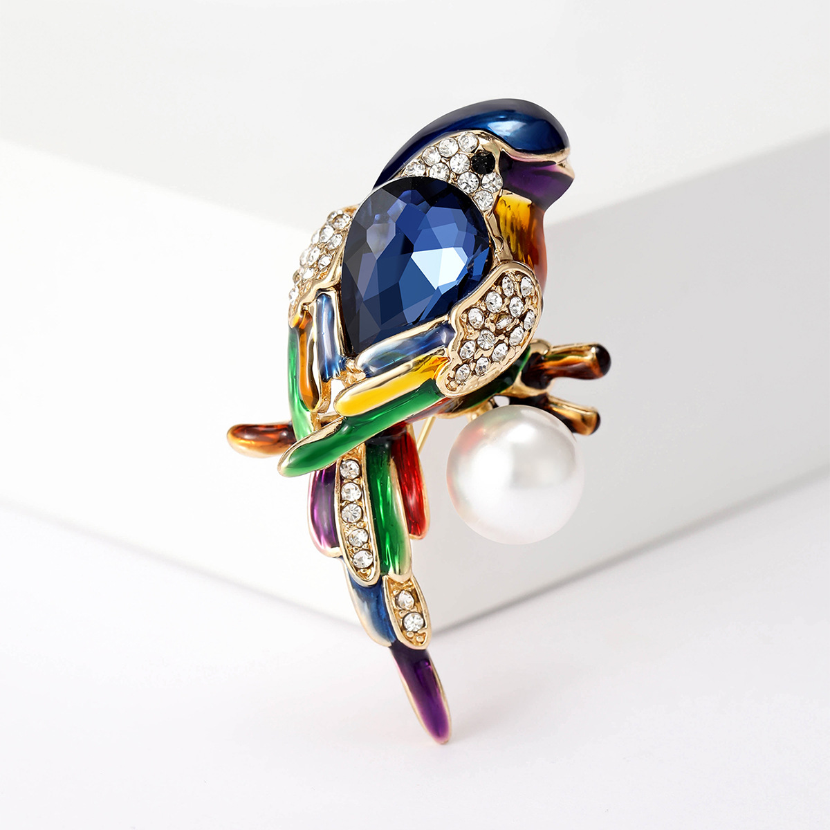 Green, Blue Color Cute Pin Alloy Inlay Rhinestones Pearl Women's Brooches