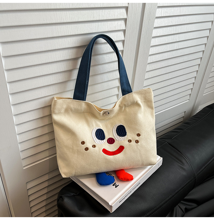 ins mini canvas bag, cute peach tote bag, Korean girl snack bento small bag canvas bag wholesale undefined
