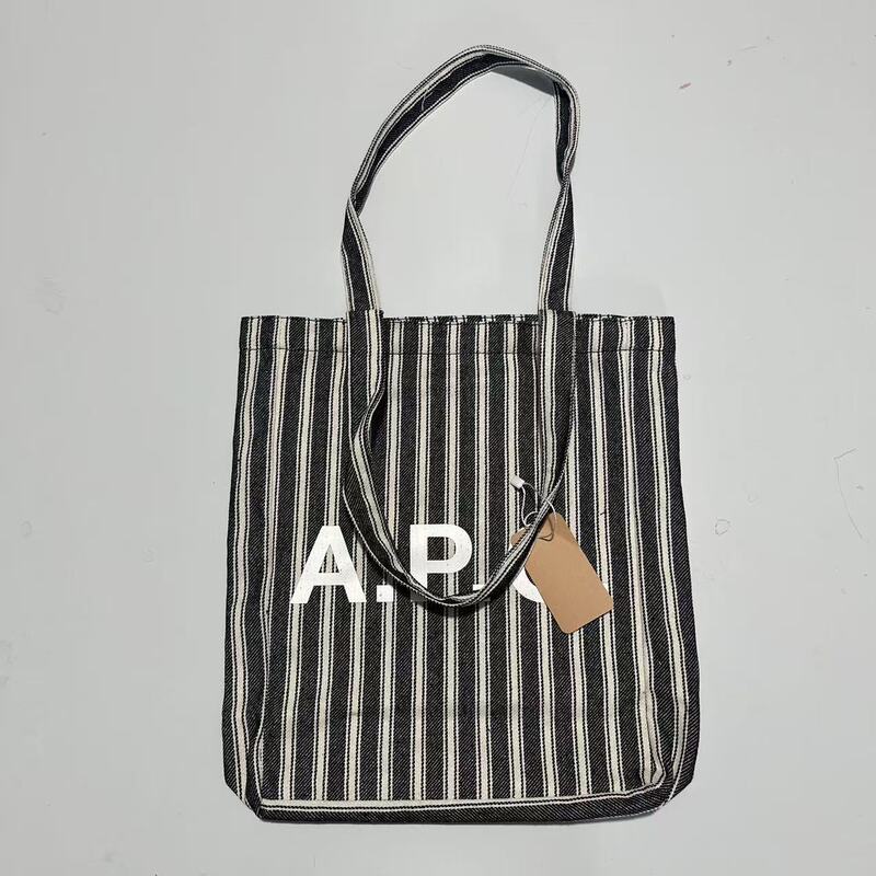 Lotte Japanese South Korea Hot Sale AP Vertical Stripe Shopping Bag Handbag Single Shoulder Men's and Women's Hand Canvas Bag