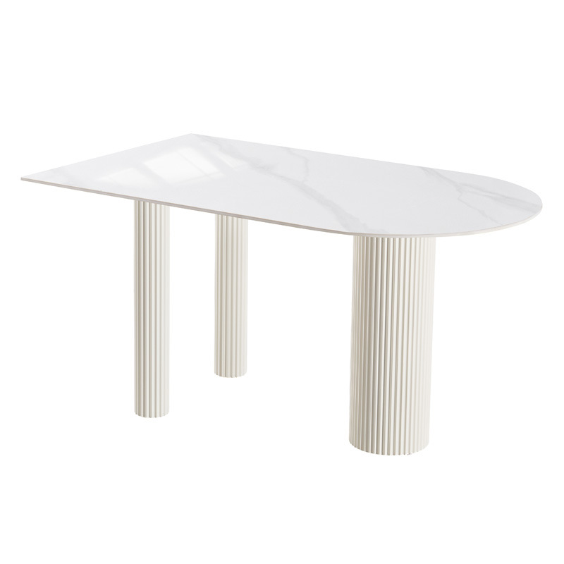 Mesa de comedor de tabla de roca, pequeña casa de tipo isla, pequeña casa de tipo integrada, moderna y simple, mesa de comedor de pared de viento de crema doméstica