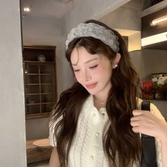欧根纱波点麻花宽边发箍高级感手工编织辫子气质高颅顶头箍百搭女