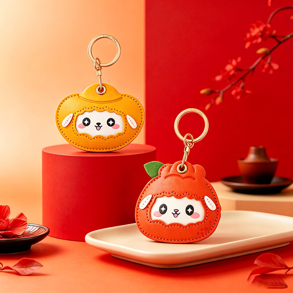 Eight Gates Insect Society 2027 Year of the Sheep, Big Orange, Big Fortune New Year Leather Access Card Holder Pendant Keychain Bag Charm