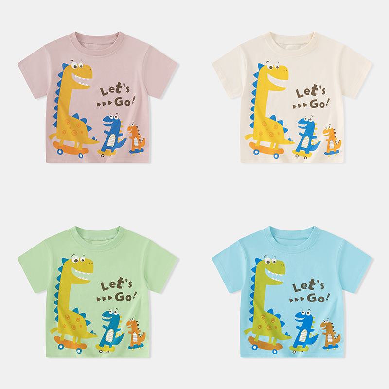 Betop ropa infantil transfronteriza al por mayor verano niños camiseta de manga corta dinosaurio dibujos animados niño ropa de bebé una pieza