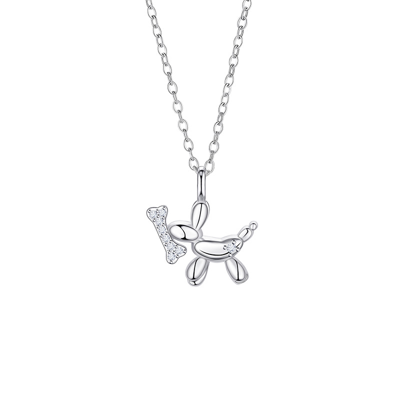 원래 디자인 블로우 볼 개 목걸이 보석 여성의 귀여운 우아한 Ins 틈새 스타일 스테인레스 스틸 콜라 본 체인 새로운 유행