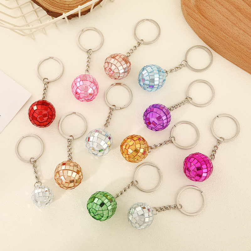 Cross-Border Disco Ball Keychain Holiday Gift Box Disco Ball Pendant Creative Bag Car Keychain Pendant