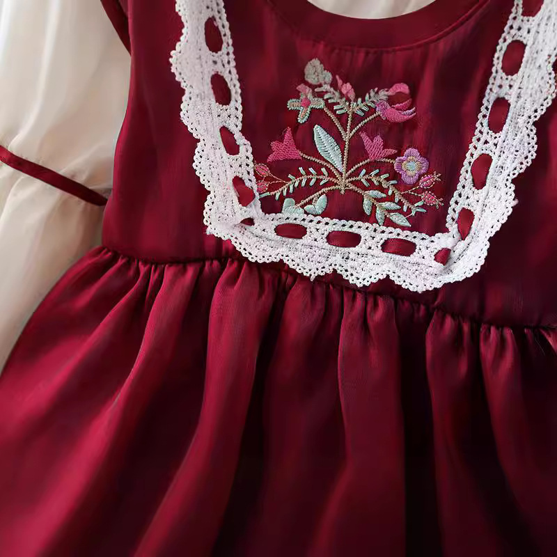 Syksyn uusi tyyli pienten tyttöjen elegantti prinsessamekko lasten liitospitsi pitkähihainen hame 4873_voghion.com
