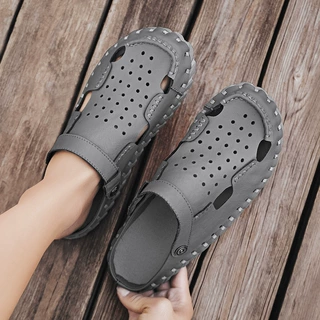Large size47男士包头凉鞋夏季新款平底防滑耐磨Genuine Leather