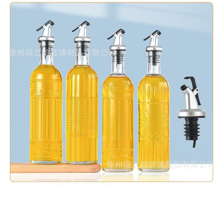 现货复古透明玻璃油瓶自动开合油嘴油瓶厨房家用料酒醋酱油瓶|undefined