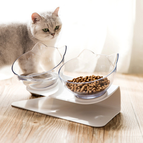 Cat Bowl Dog Bowl Cat and Dog Double Bowls Anti-Slip Pet Cat Bowl Cat Food Bowl Meal Bowl Protecting Cervical Vertebrae 
