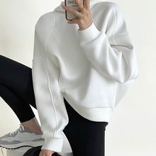 主推解构式明线卫衣女设计感小众 火龙果白色连帽卫衣女春秋