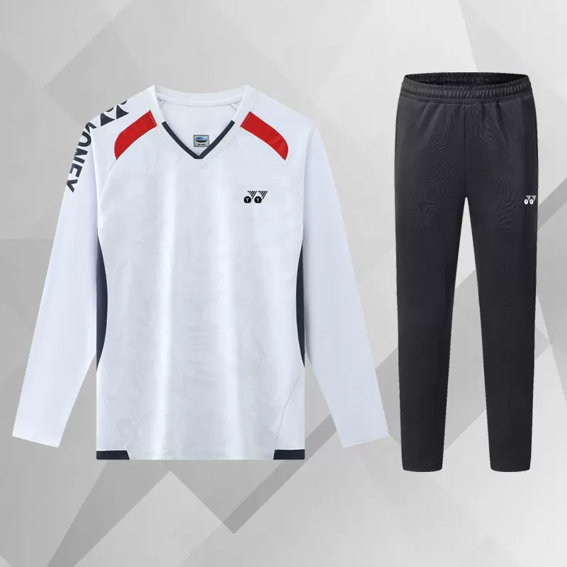 秋冬新款YY羽毛球服长袖男女套装速干运动服T恤乒乓球比赛训练服