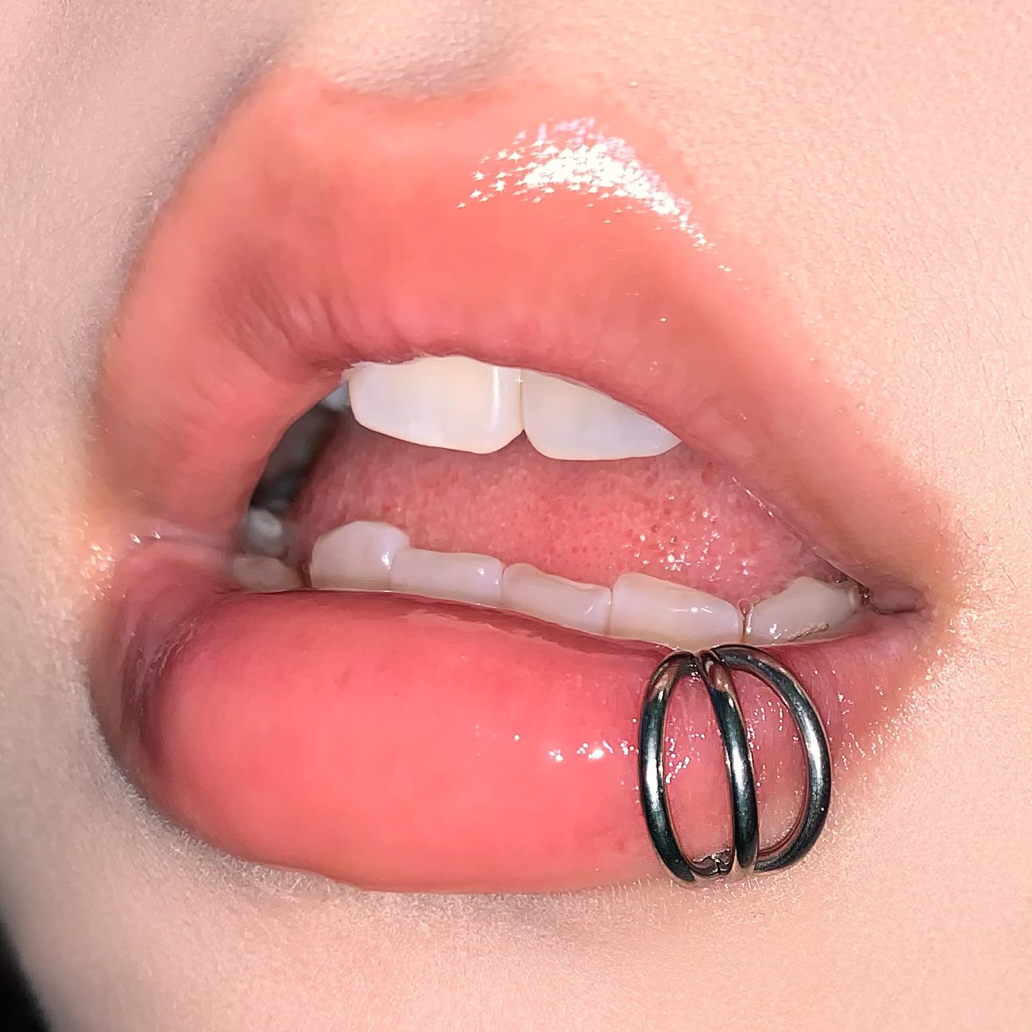 Labret piercing jewelry detail image