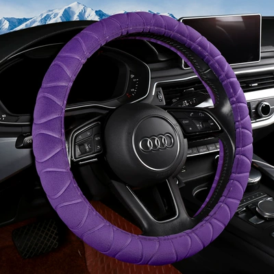 Steering wheel cover Cover Short Plush Car Handle - purple-38cm