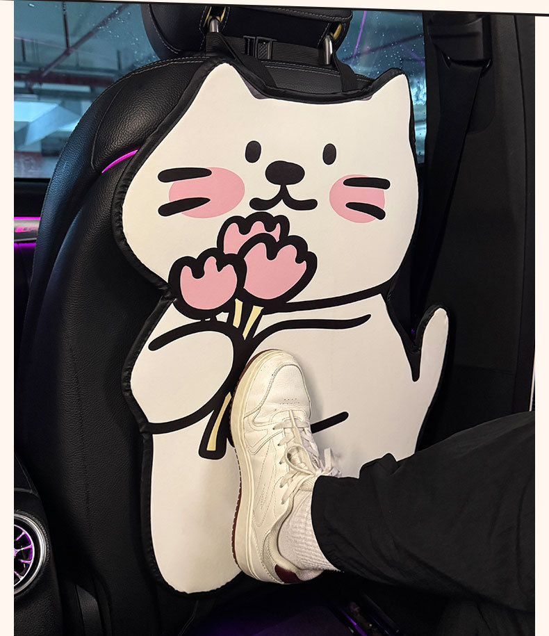 Long White Kitten Car Anti-Kick Pad Universal Rear Seat Back Anti-Dirty Protective Pad Car Rear Protective Pad