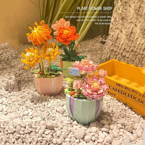 Ins building blocks eternal bouquet assembly compatible with Lego toys potted plants girls birthday gifts wholesale dropshipping