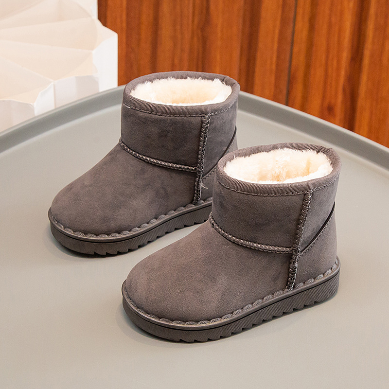 Bottes de neige pour enfants, garçons et filles, nouvel ensemble de bottes courtes, chaussures en daim et coton, isolation en peluche, hiver 2023_voghion.com