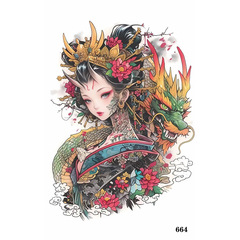 新商品の浮世絵の紋章は少女の防水の持続的な芸者の漫画の花の腕のかわいいシールの竜女の高級感を貼ります。
