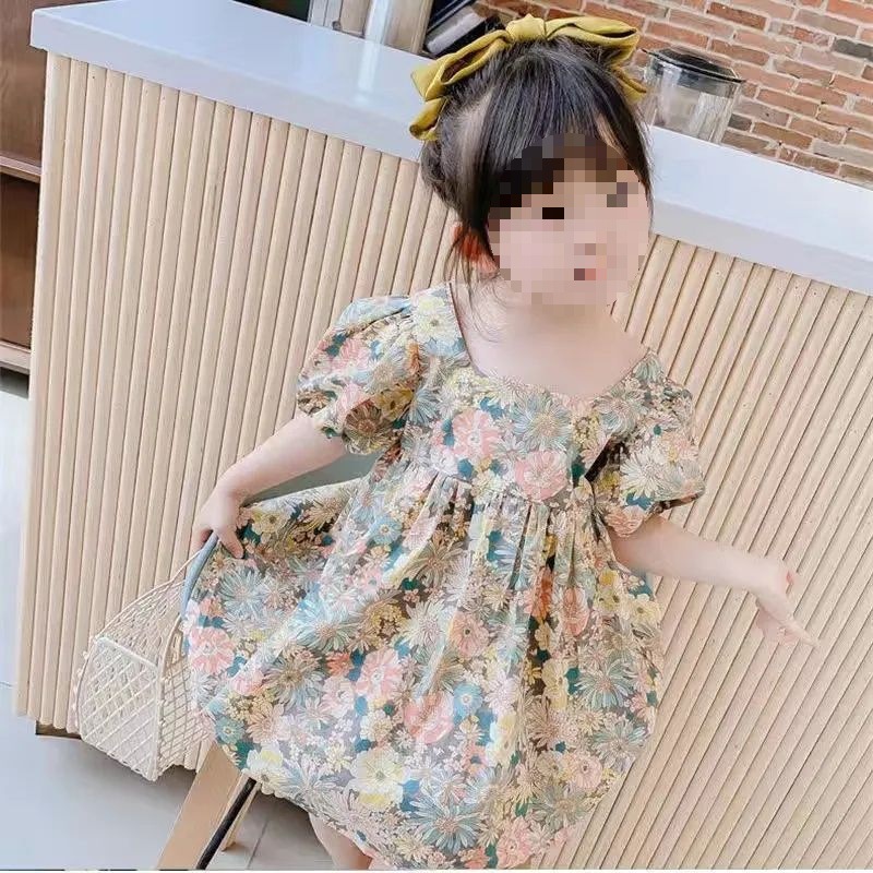 女童碎花连衣裙夏季新款韩版洋气公主裙中大童宝宝短袖裙子潮