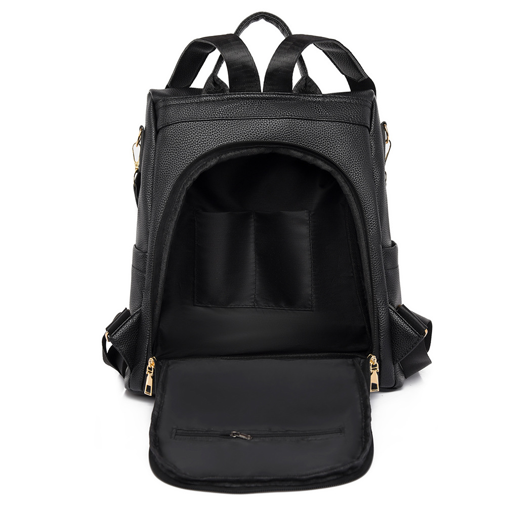 2024 nuevas damas casuales de cuero suave mochila antirrobo moda borla color de contraste mochila de viaje de gran capacidad al por mayor